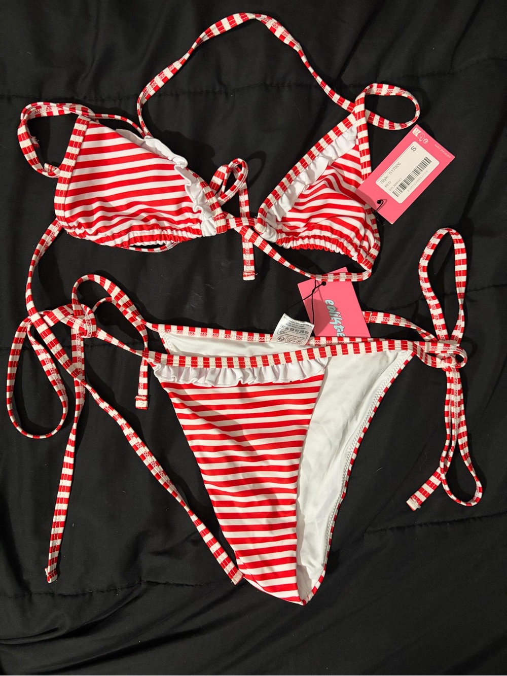 Edikted Zora Striped Triangle Bikini Top